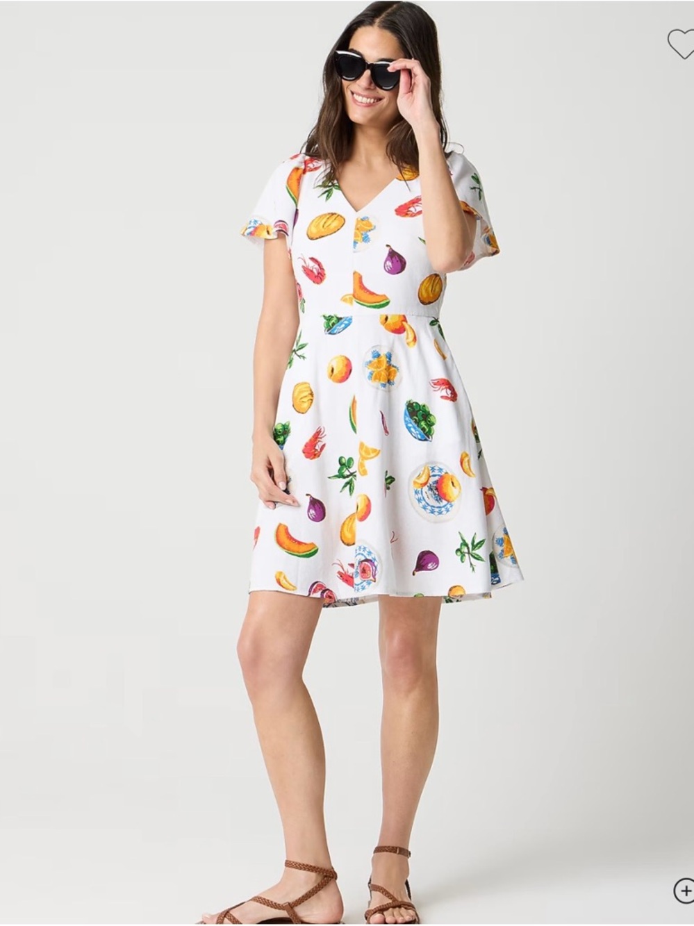 J.Crew Crawfish Seafood Fruit Linen Blend V-Neck Fir and Flare Dress - 8 NWT
